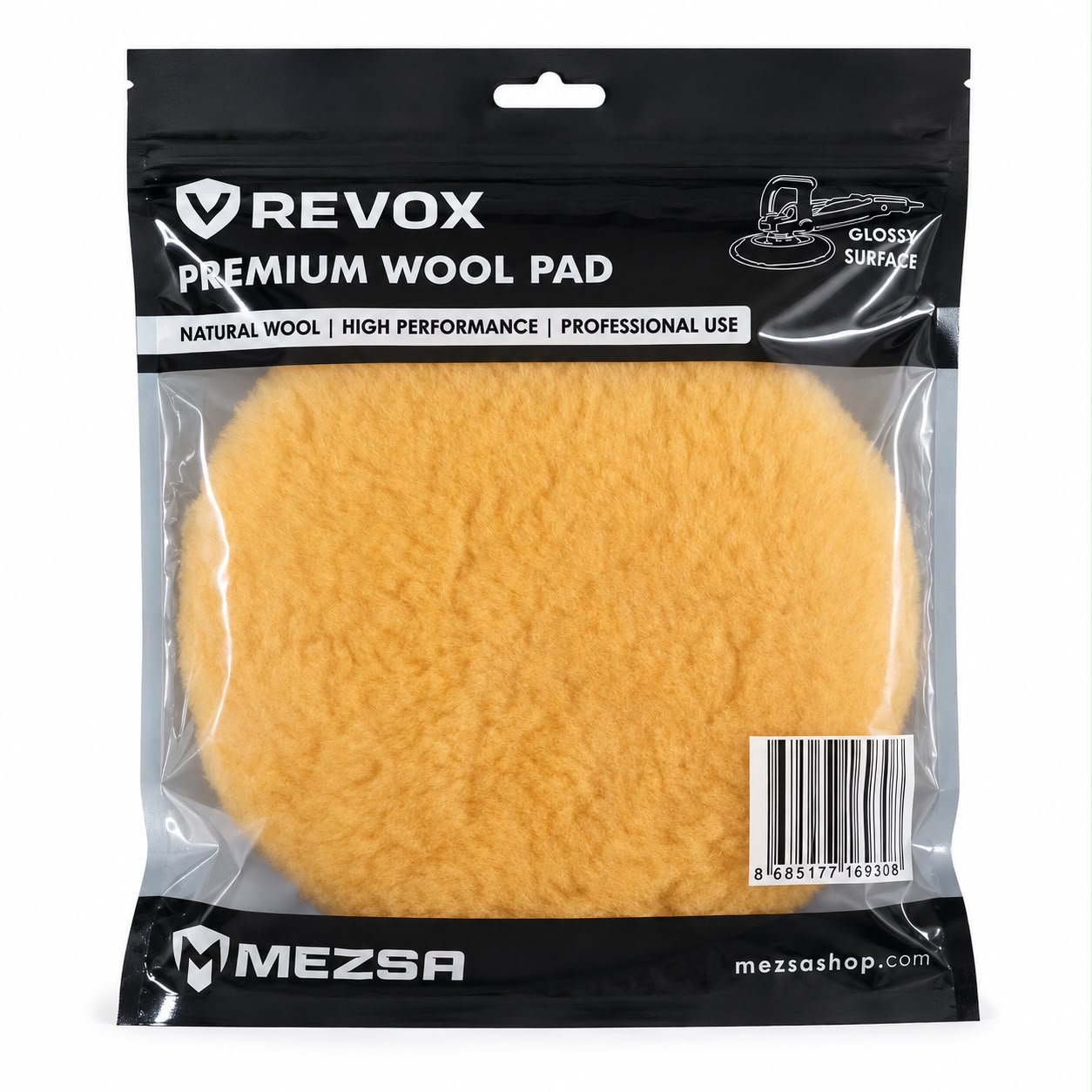 Revox Premium Wool Pad Polisaj Keçesi Sarı ø160 mm
